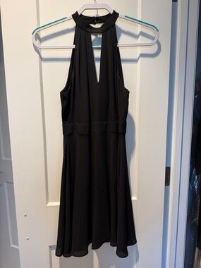 Express Black Halter Mini Dress with Front Keyhole